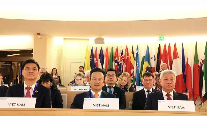 Members of Vietnamese delegation attend the conference. (Photo: MOHA)