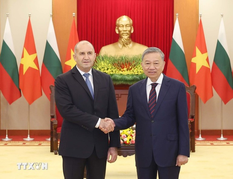 General Secretary To Lam received President of the Republic of Bulgaria Rumen Radev on his official visit to Viet Nam at the Party Central Committee Headquarters on November 25, 2024. (Photo: VNA)