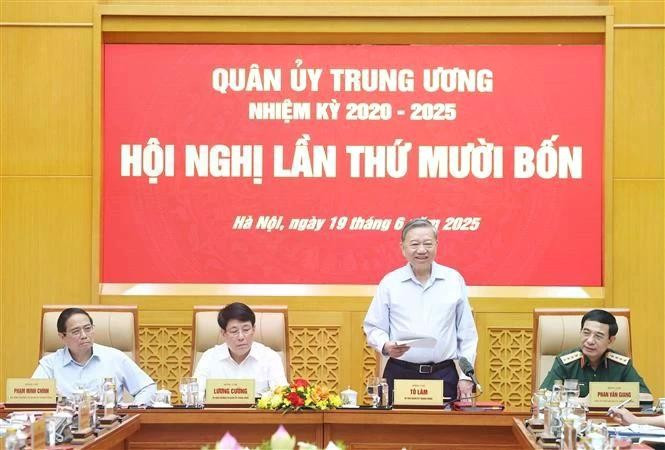 Party General Secretary To Lam, Secretary of the Central Military Commission, speaks at the commission's 14th conference on June 19. (Photo: VNA) 