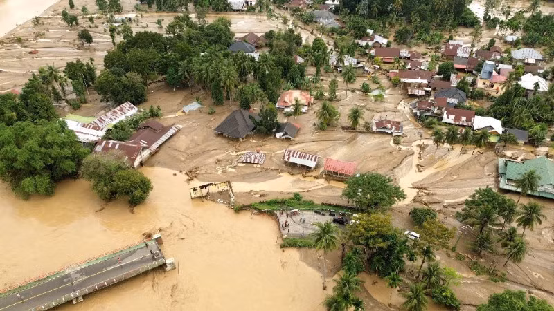 Flooding caused by heavy rains in Pidie Jaya Regency, Aceh province, Indonesia, November 27, 2025. (Photo: Xinhua/VNA)