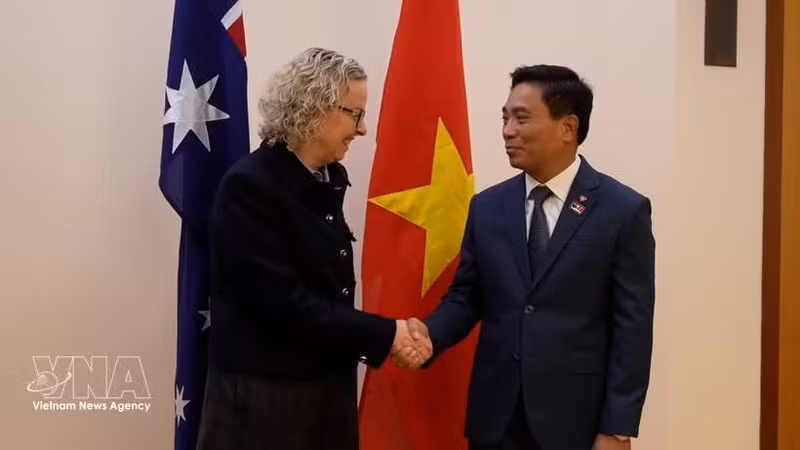 Vice President of the National Assembly Nguyen Doan Anh (R) and Deputy Speaker of the Australian House of Representatives Sharon Claydon (Photo: VNA)