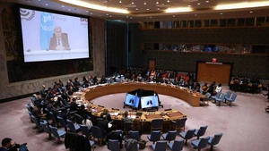 The United Nations Security Council holds a meeting on peace consolidation in West Africa at the UN headquarters in New York, Nov. 18, 2025. UN Secretary-General Antonio Guterres on Tuesday called for regional unity to fight terrorism in West Africa and the Sahel. (Photo: Xinhua) 