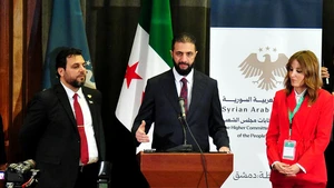 Syrian leader Ahmed al-Sharaa (C) is pictured at a voting site for the election of Syria's new legislature in Damascus, Syria, Oct. 5, 2025. Syria's transitional authorities on Sunday launched the country's first parliamentary elections since the fall of former President Bashar al-Assad last December, marking a new stage in the country's post-conflict political transition. (Photo: Xinhua)