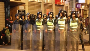 Security forces stand guard at a crossroad during a demonstration demanding for better public services in downtown Rabat, Morocco, Oct. 2, 2025. Three people were killed during youth-led protests near Morocco's Atlantic coastal city of Agadir, the Moroccan Interior Ministry said Thursday. Despite the government's pledges, protests that began across Morocco on Saturday have continued. (Photo: Xinhua) 