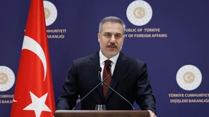 Turkish Foreign Minister Hakan Fidan speaks at a press briefing in Istanbul, Türkiye, Jan. 15, 2026. Türkiye opposes any military operation against Iran and supports efforts to preserve regional stability, Foreign Minister Hakan Fidan said at a press briefing on Thursday. (Ministry of Foreign Affairs of Türkiye/Handout via Xinhua)