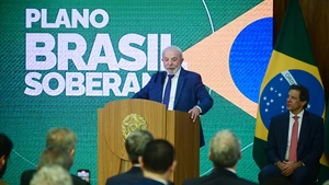 Brazilian President Luiz Inacio Lula da Silva speaks at the launch ceremony of Sovereign Brazil initiative held in Brasilia, Brazil, Aug. 13, 2025. Brazil on Wednesday launched a package of measures to support exporters hit by a 50 percent tariff imposed by the U.S. government. The initiative, called Sovereign Brazil, provides 30 billion reais (about 5.562 billion USD) in affordable loans, tax breaks and other measures, prioritizing small businesses and those dealing in perishable foods. (Photo: Xinhua)