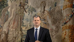 This file photo taken on Oct. 28, 2024 shows Gintautas Paluckas attending a press conference in Vilnius, Lithuania. Lithuanian Prime Minister Gintautas Paluckas stepped down from his post on Monday, triggering the automatic resignation of the entire cabinet. (Photo: Xinhua)