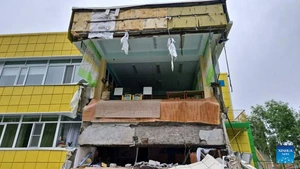 A damaged kindergarten is pictured after earthquake in Petropavlovsk-Kamchatka, Russia, July 30, 2025. Russia's Far Eastern Kamchatka Peninsula was hit by a magnitude 8.7 earthquake, the strongest since 1952, according to the Kamchatka branch of the Geophysical Service of the Russian Academy of Sciences. (Government of Kamchatka Territory/Handout via Xinhua)