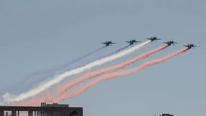  Planes of the Chilean Air Force take part in an annual military parade to celebrate the Day of the Glories of the Army at the O'Higgins park, in Santiago, Chile, Sept. 19, 2025. (Photo: Xinhua)