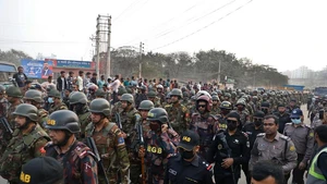 Security forces patrol across polling areas in Dhaka, Bangladesh, on Feb. 10, 2026. Bangladesh is all set for Thursday's general elections in which more than 127 million voters are expected to cast their ballots at over 42,000 polling stations across the country, a senior official said Tuesday. (Photo: Xinhua)