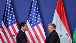 Hungarian Prime Minister Viktor Orban (R) and U.S. Secretary of State Marco Rubio shake hands after a joint press conference in Budapest, Hungary on Feb. 16, 2026. Hungary and the United States signed a civil nuclear energy cooperation agreement on Monday during a visit by U.S. Secretary of State Marco Rubio to Budapest. (Photo: Xinhua)