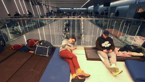 People spend the night on a platform of a subway station in Ramat Gan, Israel, on March 11, 2026. Alarms were activated across Israel on Wednesday night as air defenses detected missiles and rockets launched from Iran and Lebanon. (Photo: Xinhua)