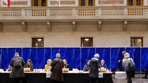 Voters collect ballot papers at the City Hall in Copenhagen, Denmark, on March 24, 2026. Denmark's ruling Social Democrats remained the largest party in Tuesday's parliamentary election, according to preliminary official results based on vote counts in metropolitan Denmark, while counting in Greenland and the Faroe Islands is still ongoing. (Photo: Xinhua)