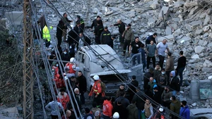 Rescuers work at the site of the Islamic Group's offices destroyed by Israeli airstrikes in Sidon, southern Lebanon, March 3, 2026. (Photo: Xinhua)