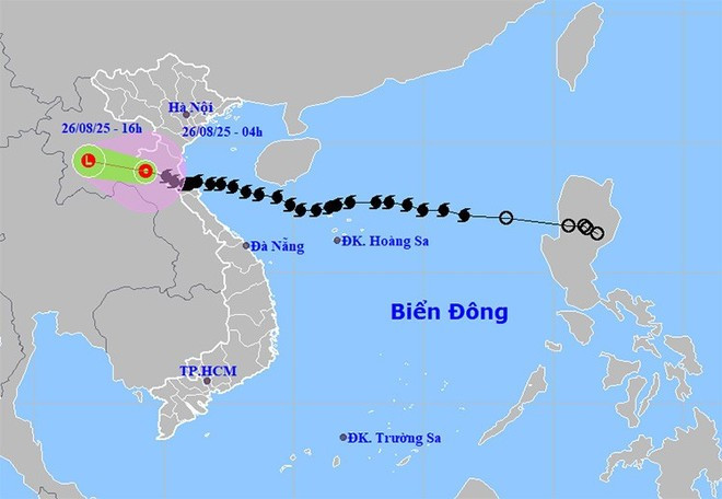 Typhoon Kajiki weakens into a tropical depression early on August 26 as it moved over central Laos. (Source: thoitietvietnam) Typhoon Kajiki weakens into a tropical depression early on August 26 as it moved over central Laos. (Source: thoitietvietnam)