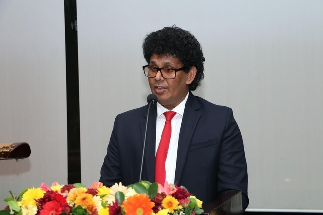 Sri Lankan Minister of Trade, Commerce, Food Security and Cooperative Development Wasantha Samarasinghe speaks at the event. (Photo: VNA) Sri Lankan Minister of Trade, Commerce, Food Security and Cooperative Development Wasantha Samarasinghe speaks at the event. (Photo: VNA)