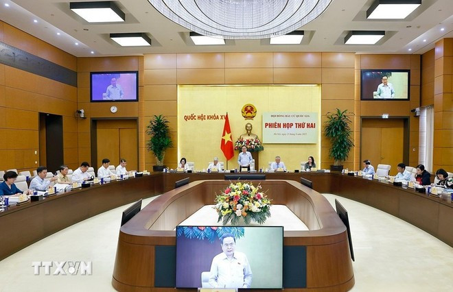 At the second meeting of the National Election Council (Photo: VNA) At the second meeting of the National Election Council (Photo: VNA)