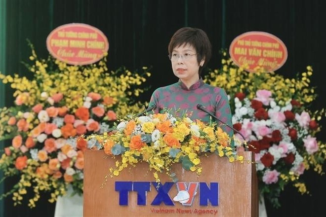 Secretary of the VNA Party Committee and VNA General Director Vu Viet Trang speaks at the congress (Photo: VNA) Secretary of the VNA Party Committee and VNA General Director Vu Viet Trang speaks at the congress (Photo: VNA)