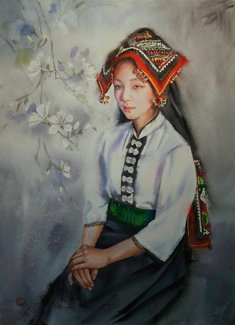 A work portraying a young Thai ethnic woman.