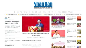 The homepage of Nhan Dan's Korean-language website.