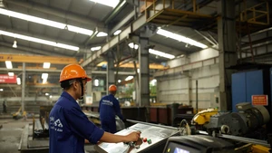 During the 2025-2026 period, enterprises in the cement, iron and steel, and thermal power sectors will be required to inventory and control emissions quotas in preparation for the mandatory carbon market. (Photo: Nguyen Nghi)