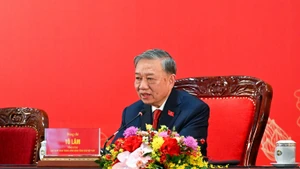 Party General Secretary To Lam speaks at the international press conference to announce the outcomes of the 14th National Party Congress.