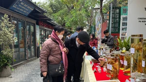 Visitors at the exhibition.