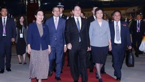 State President Luong Cuong is welcomed at Beijing airport on September 2 evening. (Photo: VNA) 