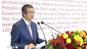 Vietnamese Ambassador to China Pham Thanh Binh speaks at the event. (Photo: VNA)