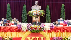 General Secretary of the Lao People's Revolutionary Party Thongloun Sisoulith delivers the opening speech at the opening session of the 12th National Congress of the Lao People’s Revolutionary Party (LPRP) on January 6. (Photo: VNA)
