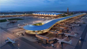 A rendering of Gia Binh International Airport.
