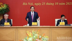 Prime Minister Pham Minh Chinh addresses the meeting. (Photo: Tran Hai)