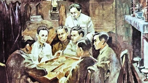 The conference on the founding of the Communist Party of Viet Nam in 1930. (Painting by Phan Ke An)