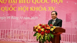 National Assembly Chairman Tran Thanh Man addresses the conference. (Photo: Duy Linh)
