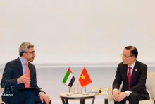 Foreign Minister Le Hoai Trung meets with UAE Deputy Prime Minister and Minister of Foreign Affairs Abdullah bin Zayed Al Nahyan. (Photo published by VNA)
