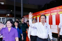 National Assembly Chairman Tran Thanh Man (first row, right) at the 2026 army enlistment camp of Dong Thanh commune in Ho Chi Minh City on March 3 evening. (Photo: VNA)