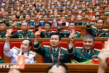 Delegates adopt the Resolution of the 14th National Party Congress (Photo: VNA)