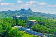 The Heritage Park of Vietnamese Scientists stands out amid lush green surroundings. (Photo: MEDDOM)