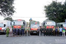 Trucks loaded with nearly 34 tonnes of fresh vegetables are ready to deliver to people in Khanh Hoa who suffered heavy damage from recent floods.