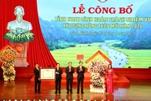 On behalf of Party and State leaders, Vice Chairwoman of the National Assembly Nguyen Thi Thanh presents the Prime Minister’s decision to the provincial leaders of Ninh Binh Province (Photo: nhandan.vn)