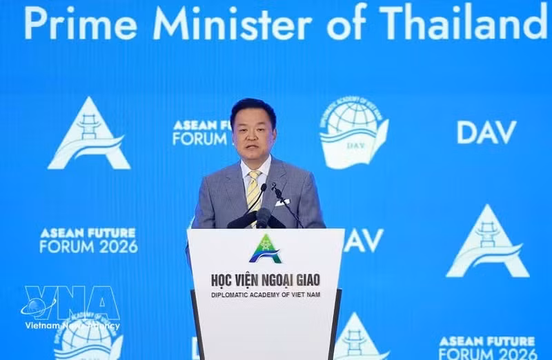 Thailand’s Prime Minister Anutin Charnvirakul speaks at the third ASEAN Future Forum. (Photo: VNA)