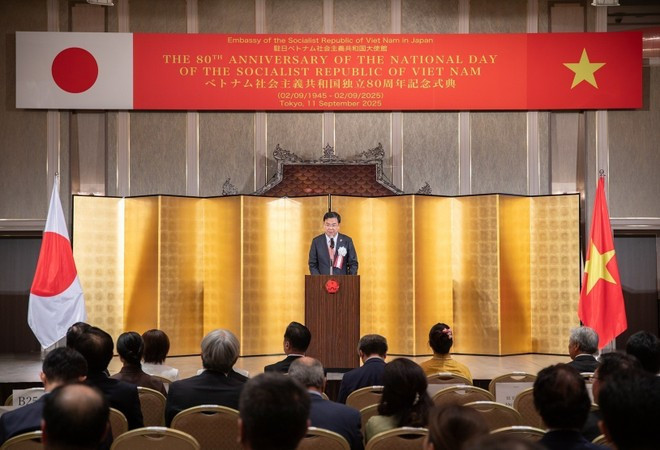 Vietnamese Ambassador Pham Quang Hieu speaks at the ceremony. (Photo: VNA)