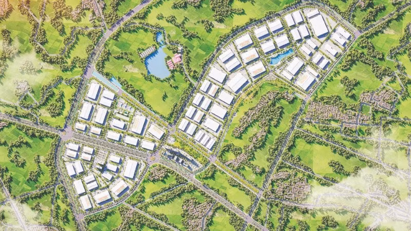 A masterplan rendering of the FECON Hoa Yen Industrial Park in Hiep Hoa, Bac Ninh.