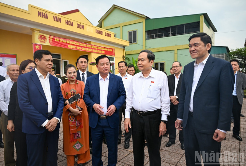 National Assembly Chairman Tran Thanh Man leads a working delegation to inspect preparations for the election of deputies to the 16th NA and People’s Councils at all levels for the 2026–2031 term in Nghe An province on February 28. (Photo: NDO)