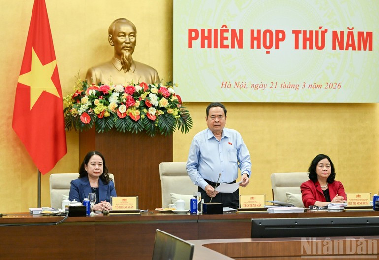 National Assembly Chairman Tran Thanh Man speaks at the fifth meeting of the National Election Council. (Photo: NDO)