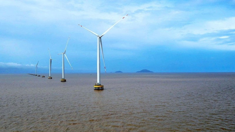 The wind farm has begun generating power along the coastal area of Hiep Thanh Ward, Ca Mau Province.
