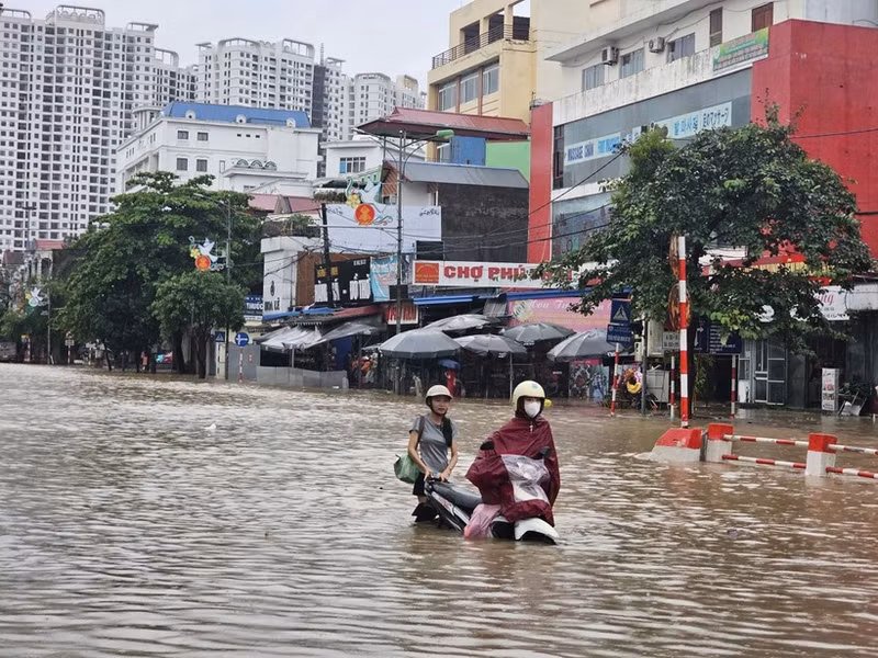 Flooding in the northern province of Thai Nguyen following Storm Matmo. (Photo: VNA)