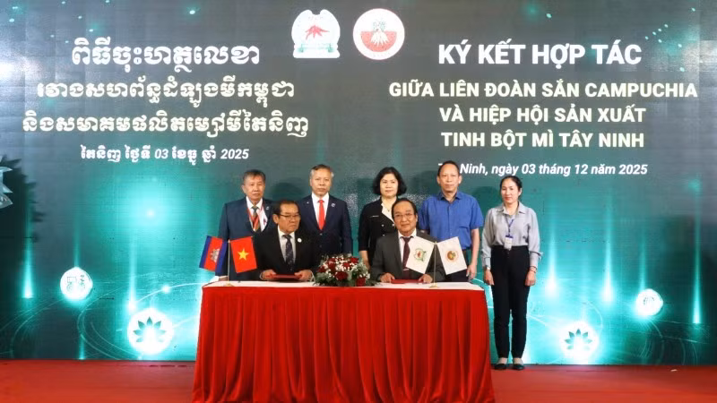 The Tay Ninh Starch Association and the Cambodia Cassava Federation sign several memoranda of understanding to promote the sustainable development of the cassava industry.