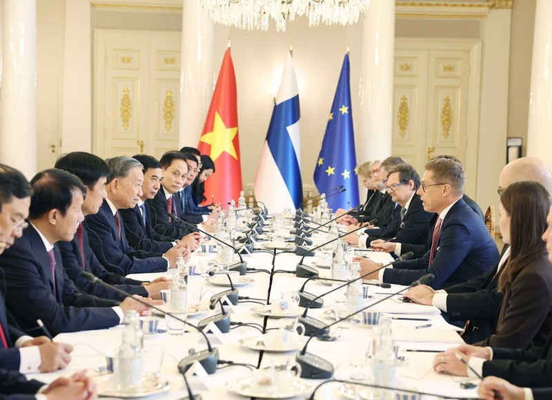 At the talks between General Secretary of the Communist Party of Viet Nam (CPV) Central Committee To Lam and Finnish President Alexander Stubb. (Photo: VNA)