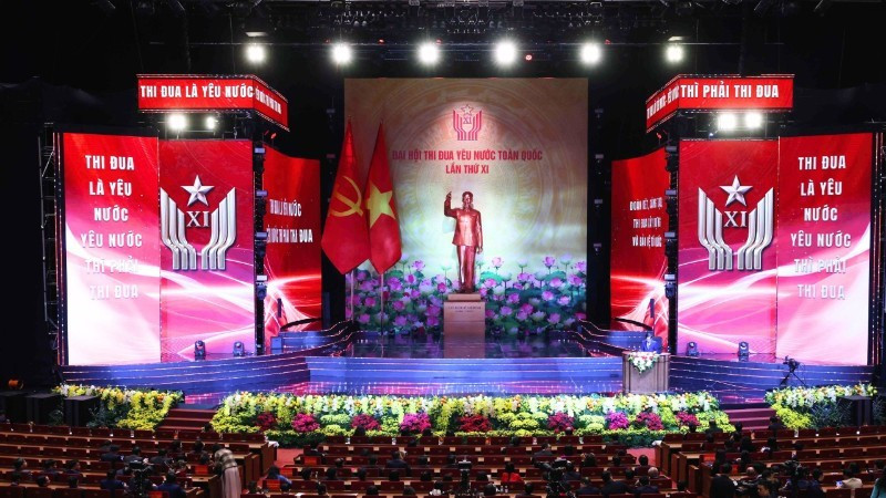 The view of the preparatory session of the 11th National Patriotic Emulation Congress. (Photo: Pham Kien/VNA)